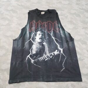 Vtg Liquid Blue AC/DC Shirt Men Large Black Single Stitch Angus Lightning USA